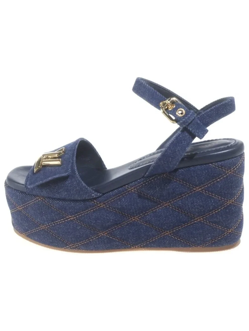 Louis Vuitton Shake Line Platform Sandals Navy Denim